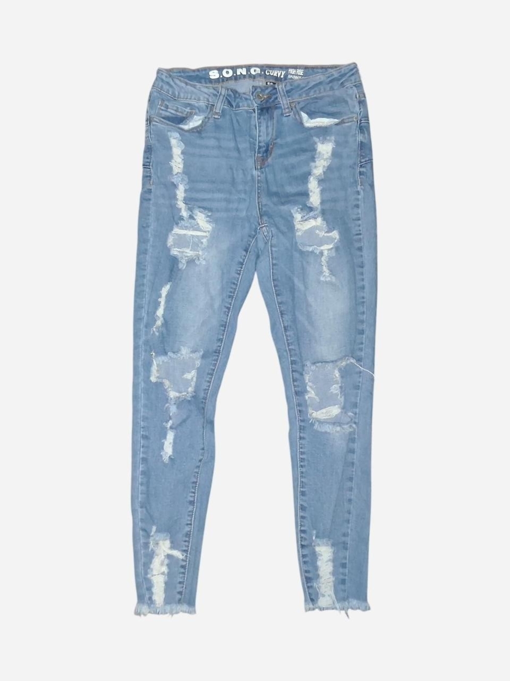 SONG Distressed Light Blue Skinny Jeans for Women